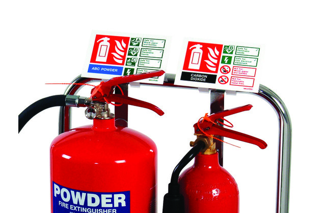 Sign Clip for Tubular Fire Extinguisher Stand